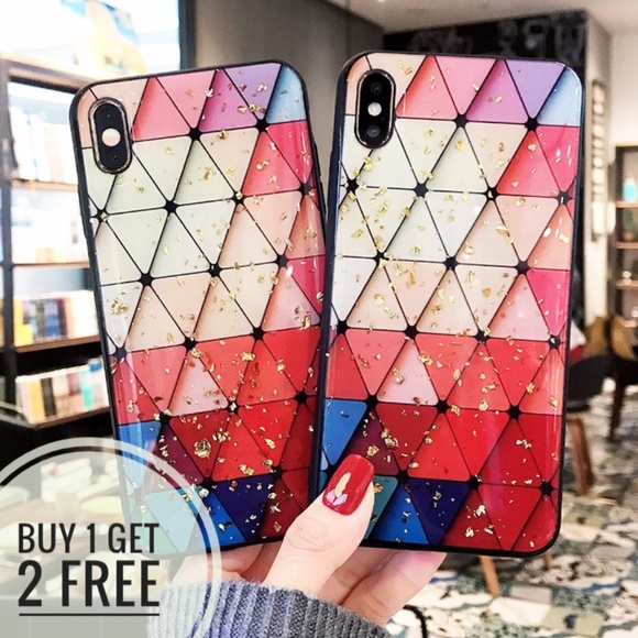 Accessories - Glitter Plaid Hard Silicone Soft Bumper Phone Case
